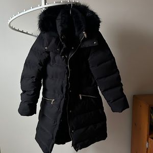 Zara black down & feather hooded puffer winter coat